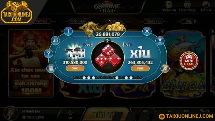 Tỷ lệ trả thưởng game tài xỉu 68GAMEBAI siêu cao