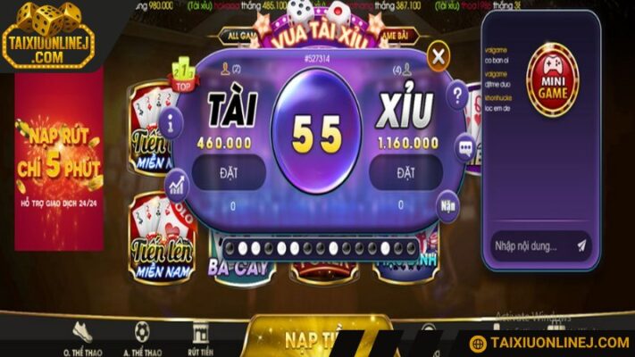Giao diện cược tài xỉu tại cổng game vô cùng bắt mắt