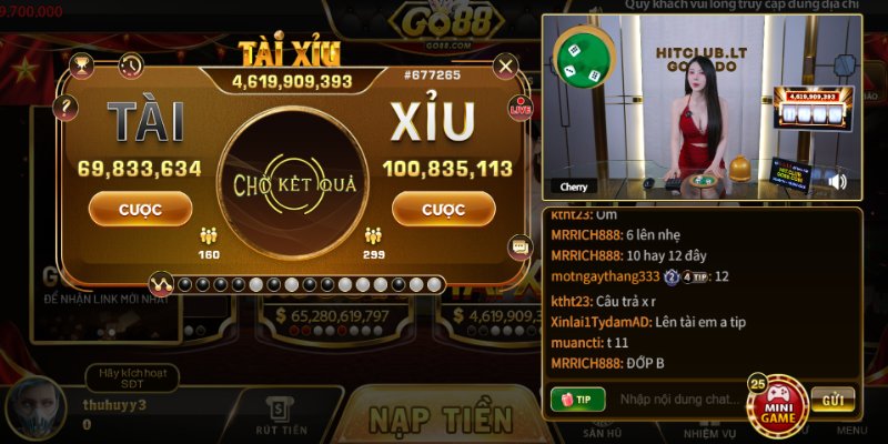 Tài xỉu Go88 đa dạng kiểu cược với tỷ lệ thưởng hấp dẫn